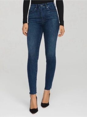 Good American Good Legs High Waist Raw Hem Skinny Jeans in Blue 701 Size 14